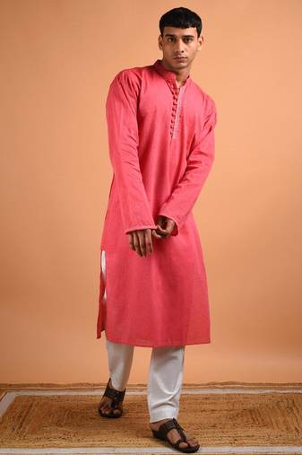 Pink cotton kurta