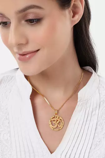 1 gram gold plated bansuri pendant necklace | peacock feather design | traditional gold-style jewelry for women & girls
