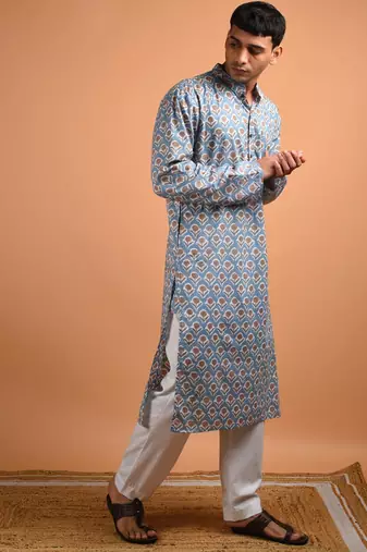 Grey cotton kurta
