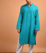 Turquoise cotton kurta