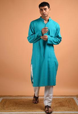 Turquoise cotton kurta 2