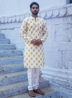 White cotton  kurta pajama  1