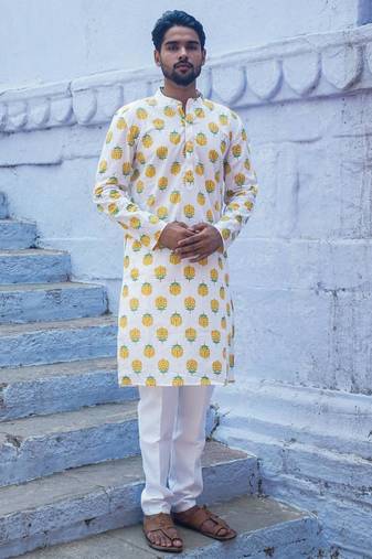 White cotton  kurta pajama 