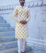 White cotton  kurta pajama 