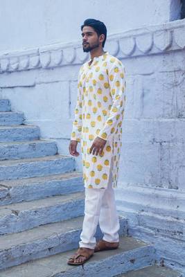 White cotton  kurta pajama  2