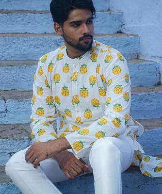 White cotton  kurta pajama  5
