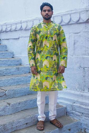 Green cotton kurta pajama