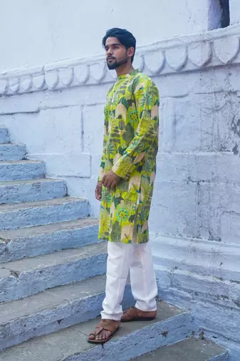 Green cotton kurta pajama