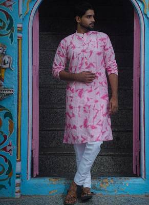 Pink cotton paradise kurta pajama 1