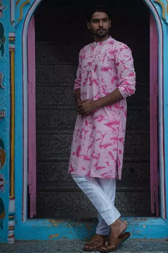Pink cotton paradise kurta pajama