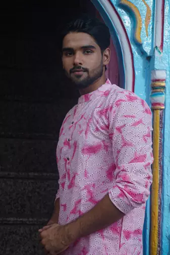Pink cotton paradise kurta pajama
