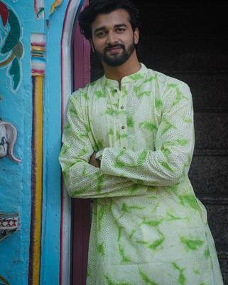 Green cotton mint blossom kurta pajama 3