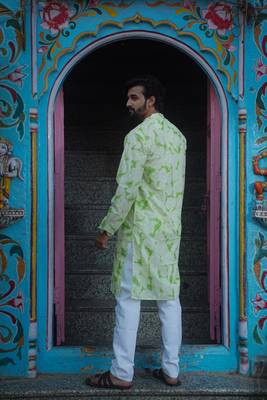 Green cotton mint blossom kurta pajama 4