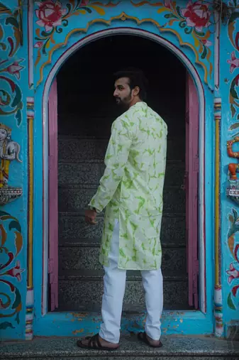 Green cotton mint blossom kurta pajama