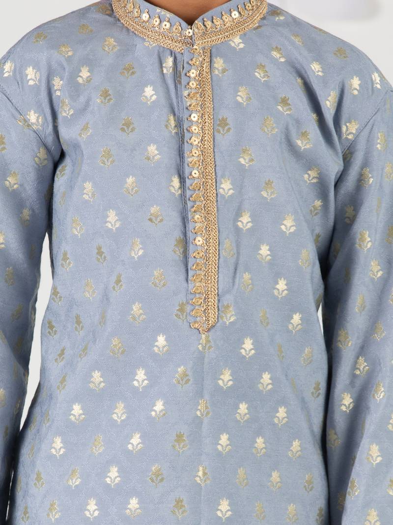 Embroidered Silk Blend Kurta Pyjama Set