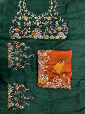 Orange Party Wear Soft Rangoli art Silk Saree 4