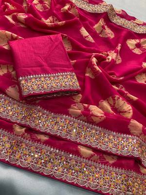 Pink Party Wear Soft Georgette Bandhej Saree 5