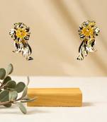 Golden glamour anti tarnish statement floral drape earrings