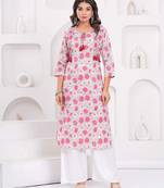 Sea green floral printed straight kurta
