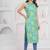 Green & blue bandhani printed sleeveless straight kurta