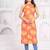 Orange & yellow bandhani printed sleeveless straight kurta