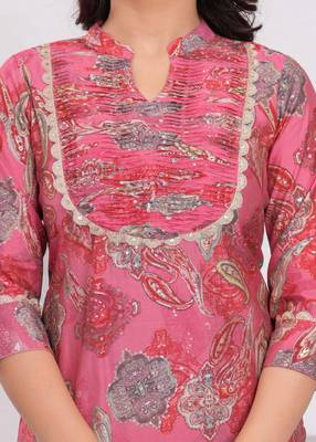 Peach ethnic printed  straight kurta 2