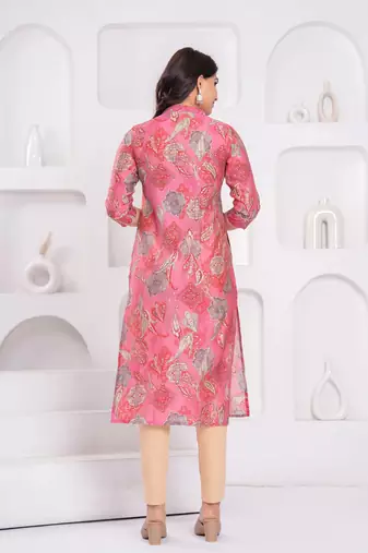 Peach ethnic printed  straight kurta