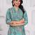Turquoise blue ethnic printed  straight kurta