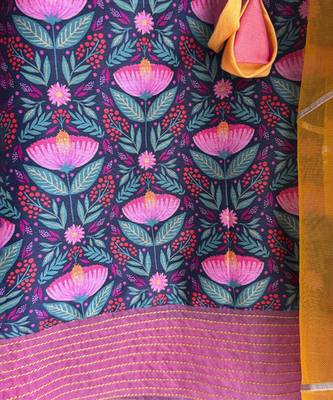 Blue printed cotton silk kurta set 5