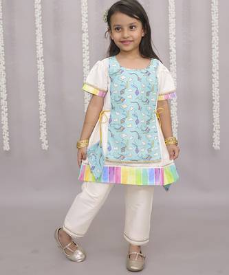 Multicolor printed cotton silk kurta set 1