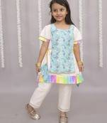 Multicolor printed cotton silk kurta set