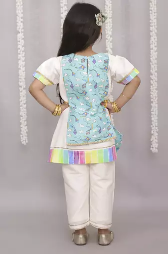 Multicolor printed cotton silk kurta set