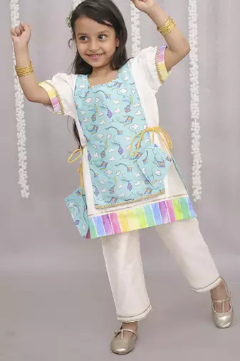 Multicolor printed cotton silk kurta set