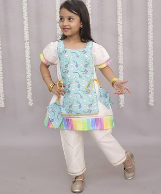 Multicolor printed cotton silk kurta set 5
