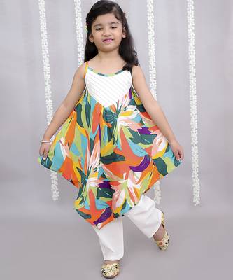 Multicolor printed cotton silk dress 1