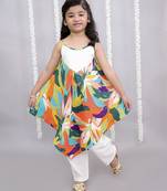 Multicolor printed cotton silk dress