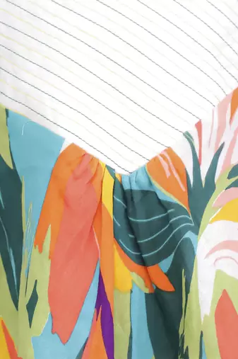 Multicolor printed cotton silk dress