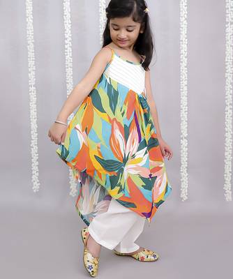 Multicolor printed cotton silk dress 4