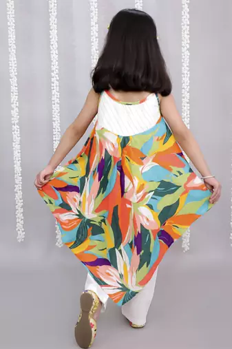 Multicolor printed cotton silk dress