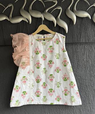 White printed cotton silk dress 1