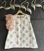 White printed cotton silk dress