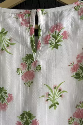 White printed cotton silk dress