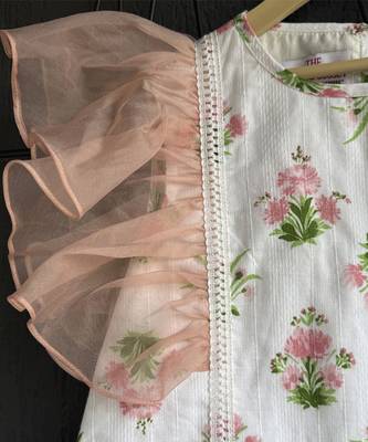 White printed cotton silk dress 5