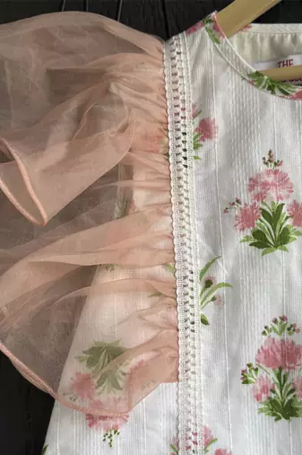 White printed cotton silk dress