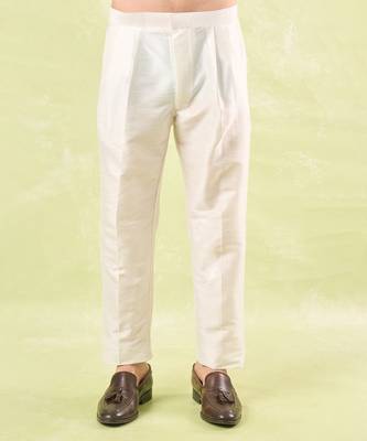 Blue plain silk nehru jacket with kurta & pajama 4