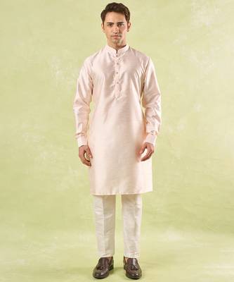 Grey embroidered silk nehru jacket with kurta & pajama 2