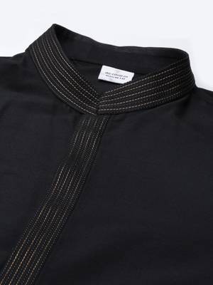 Black net printed jacket with black kurta 2