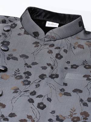 Black net printed jacket with black kurta 3