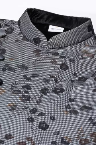 Black net printed jacket with black kurta