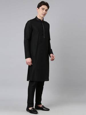 Black net printed jacket with black kurta 5